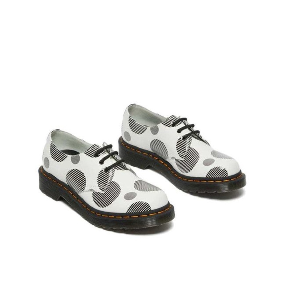 Dr. Martens White and Black Polka Dot Flats